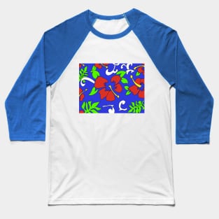 Bright Tropical Red Hibiscus Baseball T-Shirt